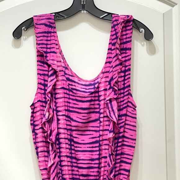 New Victoria's Secret Swim Cover Dress Small Pink Purple Ruffle Zebra Stripe - Picture 5 of 8